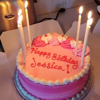 Baskin Robbins - Online, cake has 4 distinct stripes. This looks like they just blended the colors together. Writing is sloppy and crooked. - Ice Cream & Frozen Yogurt Near Me - Chula Vista, California