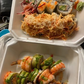Yellowtail Ramen & Aburi - Top: California Roll, Volcano Roll Bottom: Heaven Roll, Fire Roll - Sushi Bars Near Me - Clarksville, Tennessee