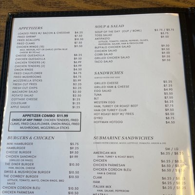 Menu photo 3 DJs Diner Palermo, NY