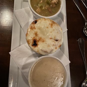 Twisted Olive - Three Soup Sampler, delicious gumbo that was the soup of the day, French onion & Crab Bisque Soup! All terrific options! - New American Near Me - Bethlehem, Pennsylvania