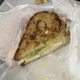 Turkey Avocado sandwich on grilled sour dough bread