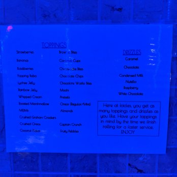 ICICLES - Toppings menu, Fri evening 2018-08-03 - Desserts Near Me - San Francisco, California ICICLES - Toppings menu, Fri evening 2018-08-03 - Desserts Near Me - San Francisco, California