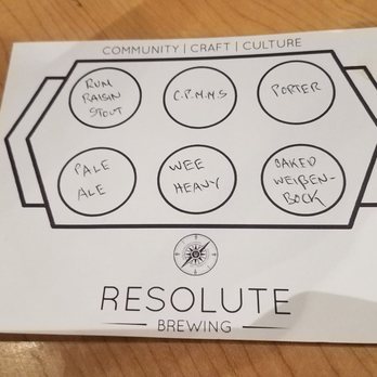 Resolute Brewing - Flight selections. I recommend the weisenbock! - Beer Gardens Near Me - Centennial, Colorado