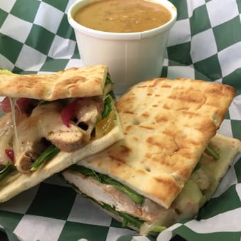 Spicy Green Gourmet - Jerk chicken flatbread with Jack cheese added - New American Near Me - Durham, North Carolina