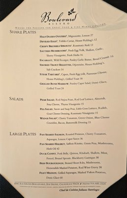 Menu photo 8 Boulevard Bistro Elk Grove, CA