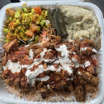 The Mediterranean - Chicken Shawerma Combo Baba Ghannouj Mujaddara - Greek Near Me - Concord, California