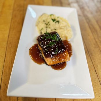The Red Brick Tavern - Bourbon Glazed Salmon - Bars Near Me - London, Ohio
