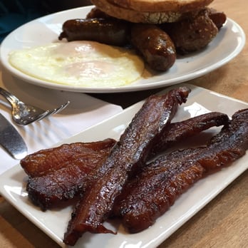 Lola - That extra bacon with the Lola Breakfast. So thick! - Greek Near Me - Seattle, Washington
