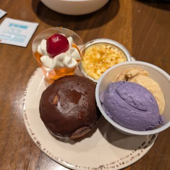 AYCE - Desserts. Creme brulee. Chocolate donut. Ube and caramelized banana ice cream and cherry jelly - Buffets Near Me - Las Vegas, Nevada AYCE - Desserts. Creme brulee. Chocolate donut. Ube and caramelized banana ice cream and cherry jelly - Buffets Near Me - Las Vegas, Nevada