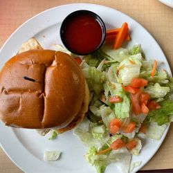 The Combine - Chicken deluxe and side salad. Edible. Just fine. Great service:)
