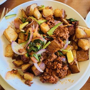 The New Cafe and Bistro - Veggie Potatoes with chorizo added - Breakfast & Brunch Near Me - Racine, Wisconsin