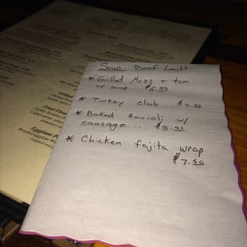 Harborside Grill - Specials for today written on the back of a paper placemat... - New American Near Me - Atlantic Highlands, New Jersey Harborside Grill - Specials for today written on the back of a paper placemat... - New American Near Me - Atlantic Highlands, New Jersey