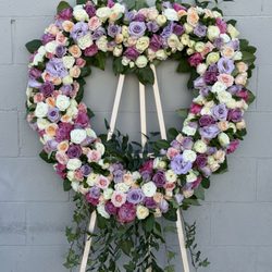 A heart easel for a funeral service