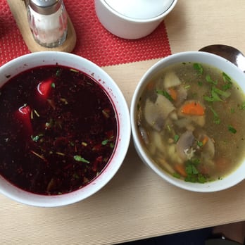 Milkbar Tomasza - Beer soup with potato and mushroom veggie soup. - Polish Near Me - Kraków, Massachusetts