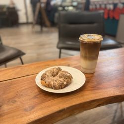 Stir Coffee Co - Iced macchiato and a marshmallow chocolate croissant