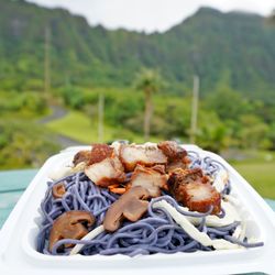 Adela’s Country Eatery - Beautiful Taro pasta with Lechon and Portabella Mushrooms