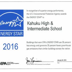 Kahuku High & Intermediate School - Congratulations on your ENERGY STAR award, from the team at Momentum Bay!