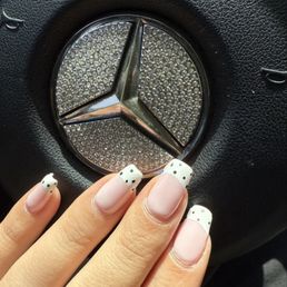 French tips with polka dots by Elegant Nails