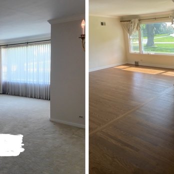 The Flooring Heroes - Special walnut stain on red oak with matte finish. We had hardwoods hiding under 30 year old beige carpet. - Flooring Near Me