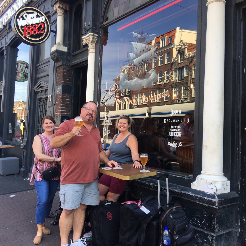 Stopping for a beer after a long day of travel