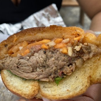Hometown Bar-B-Que - Inside of lamb sandwich - Barbeque Near Me - Brooklyn, New York Hometown Bar-B-Que - Inside of lamb sandwich - Barbeque Near Me - Brooklyn, New York