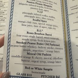 Cocktail menu Cocktail menu