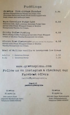 Menu photo 2 Greens Pizza Belfast, BFS