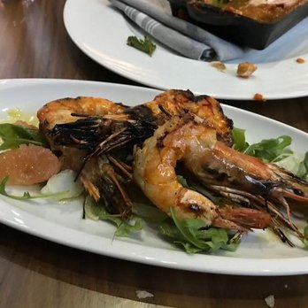 Vidrio - Wood fired prawns with delicious grapefruit and greens. - Mediterranean Near Me - Raleigh, North Carolina Vidrio - Wood fired prawns with delicious grapefruit and greens. - Mediterranean Near Me - Raleigh, North Carolina