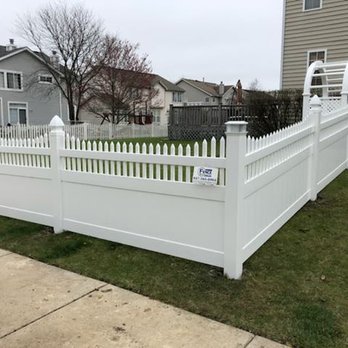 Fence Solutions - 4'H PVC fence with arbor, solar caps and french gothic caps - Fences & Gates Near Me - Buffalo Grove, Illinois Fence Solutions - 4'H PVC fence with arbor, solar caps and french gothic caps - Fences & Gates Near Me - Buffalo Grove, Illinois