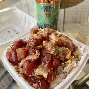 Ono Seafood - Hawaiian Ahi and Spicy Mayo Ahi Combo Poke Bowl with Drink. - Seafood Near Me - Honolulu, Hawaii Ono Seafood - Hawaiian Ahi and Spicy Mayo Ahi Combo Poke Bowl with Drink. - Seafood Near Me - Honolulu, Hawaii