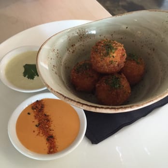 The Peached Tortilla - Kimchi balls with the two amazing dipping sauces - Asian Fusion Near Me - Austin, Texas