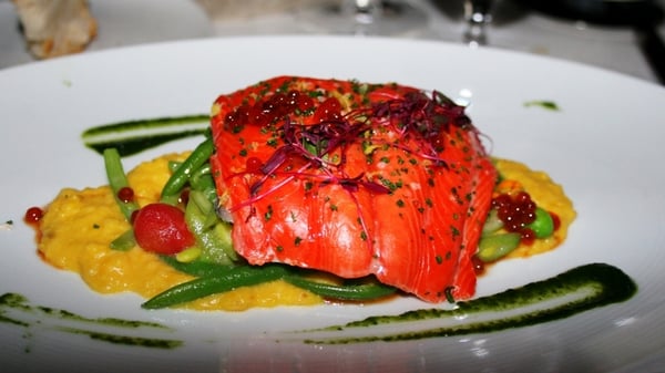 Photo of Cortez - San Francisco, CA, US. The moist, delicious, and suspiciously TOO orange salmon. Yummy.