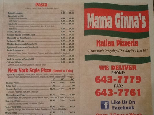 Menu photo 2 Mama Ginna's Summerfield, NC Menu photo 2 Mama Ginna's Summerfield, NC