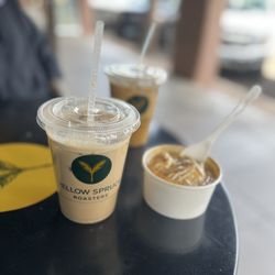 Yellow Spruce Roasters - Chai Tea Latte with sugar free vanilla, Affogato & Lavender Latte