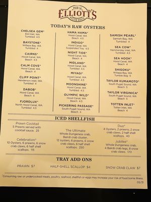 Menu photo 2 Elliott's Oyster House Seattle, WA Menu photo 2 Elliott's Oyster House Seattle, WA