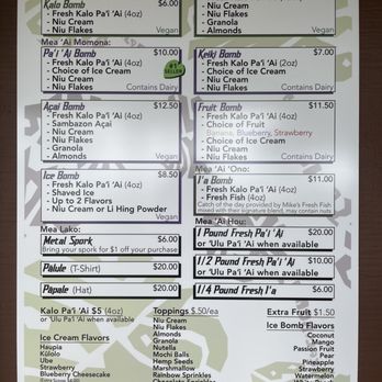 Kalo Bombs - Menu - Ice Cream & Frozen Yogurt Near Me - Waianae, Hawaii