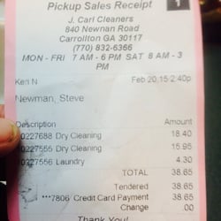 J Carl Cleaners - 38 bucks a week times 52 weeks .... Hire better emoloyees.