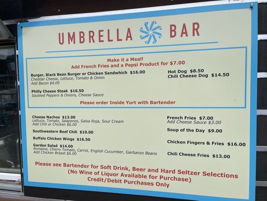 Menu photo 1 Umbrella Bar Park City, UT