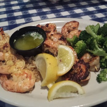 Clear Springs Restaurant - Light Menu.  Grilled Shrimp on Skewers with cajun rice and steamed broccoli. - American Near Me - Midland, Texas
