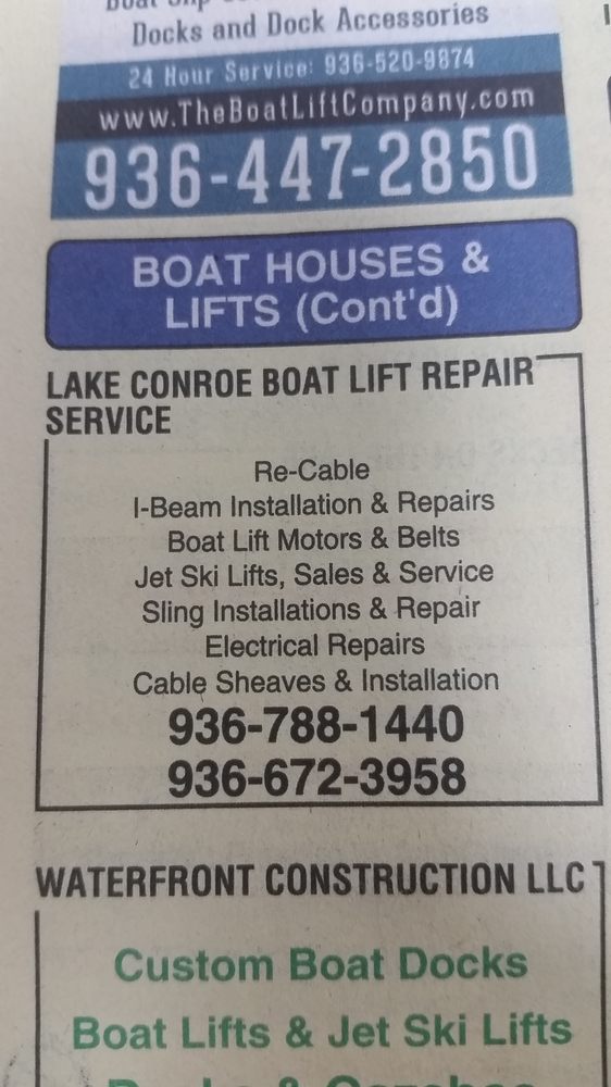 LAKE CONROE BOAT LIFT REPAIR SERVICE Updated May 2024 10890 Fm 830
