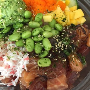 Poke Fix - Salmon & Tuna with Sesame Shoyu and a little bit of Garlic Cream sauce mixed - Sushi Bars Near Me - Sacramento, California