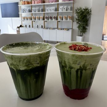 Danbi Coffee - Matcha rain and Strawberry matcha rain (both $8) - Coffee & Tea Near Me - Pasadena, California Danbi Coffee - Matcha rain and Strawberry matcha rain (both $8) - Coffee & Tea Near Me - Pasadena, California