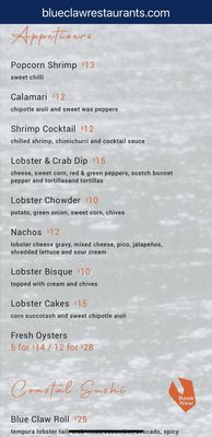 Menu photo 8 Blue Claw Houston, TX