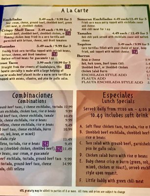 Menu photo 8 El Charro Restaurant Safford, AZ