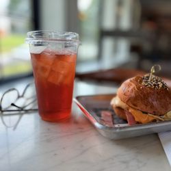 Kelly's Bakery - Egg Sandwich w/ham and a Shisandra Berry Tea