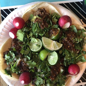 Mi Tierra Carniceria - Asada tacos with onions, cilantro, salsa, radishes and limes - Grocery Near Me - Sacramento, California