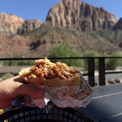 Hangry Goat - Yummy chicken bbq sandwich going light on the sauce. Did a perfect job! Taste fantastic!