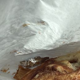 Cinnamon swirl had a piece of foil(?) stuck to it when I took a bite Cinnamon swirl had a piece of foil(?) stuck to it when I took a bite