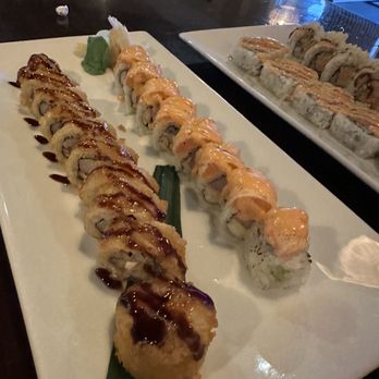 Sushiya Japan - Volcano Roll (left) Thai Roll (right) - Japanese Near Me - Charlotte, North Carolina
