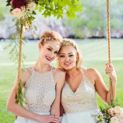 Photo by The Unfound Door/KMitiska Photography/Kyla Fear Photography, Dresses by Blue Bridal, Hair and Makeup by Elegance by Design